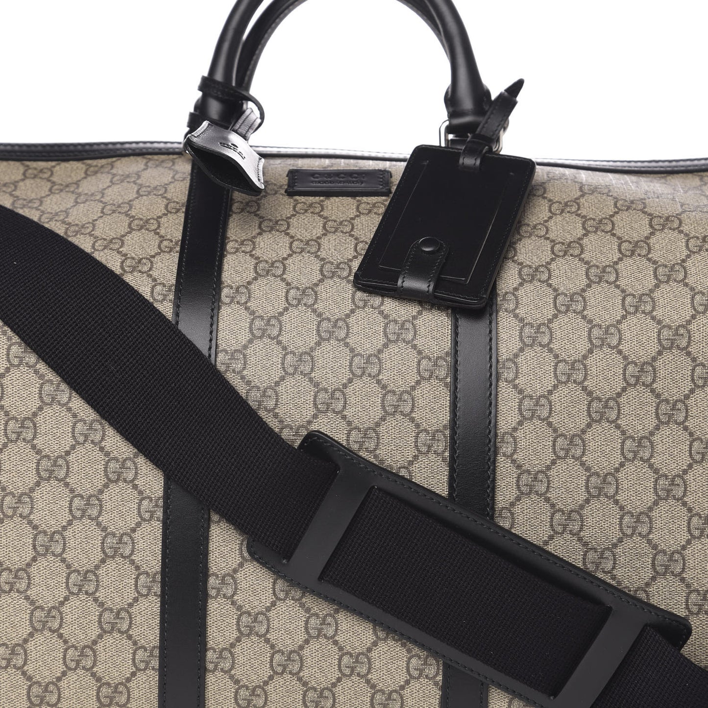 GG Supreme Monogram Selleria Calfskin Large Duffle Beige Ebony Black