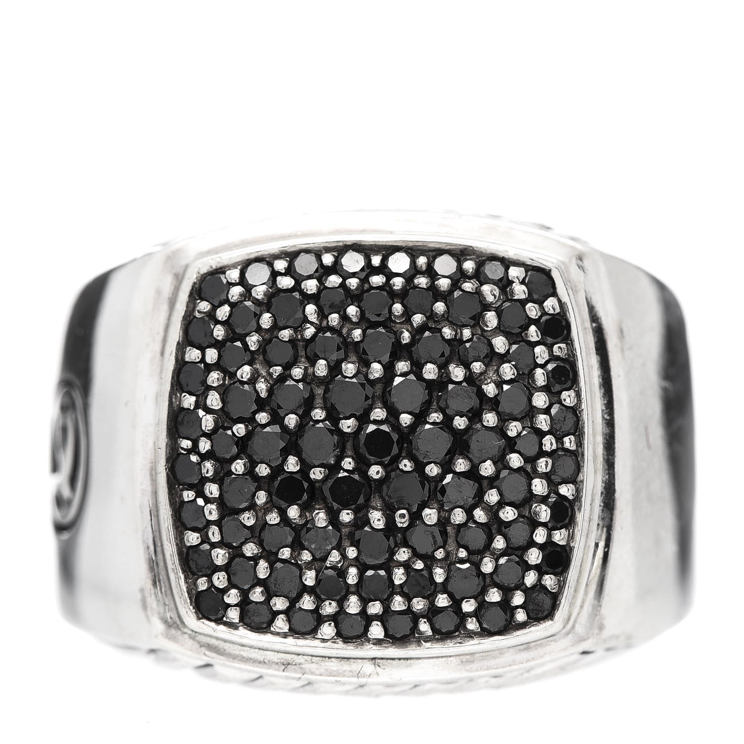 David Yurman Sterling Silver Black Diamond Signet Ring 63 10.25 1 of 5