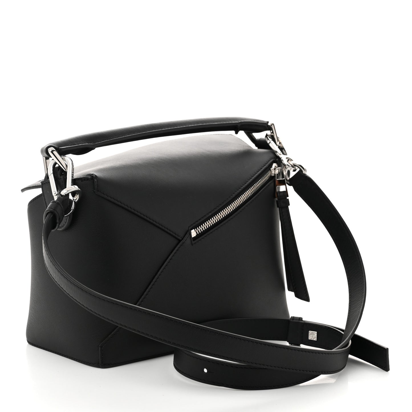 Calfskin Small Puzzle Edge Bag Black