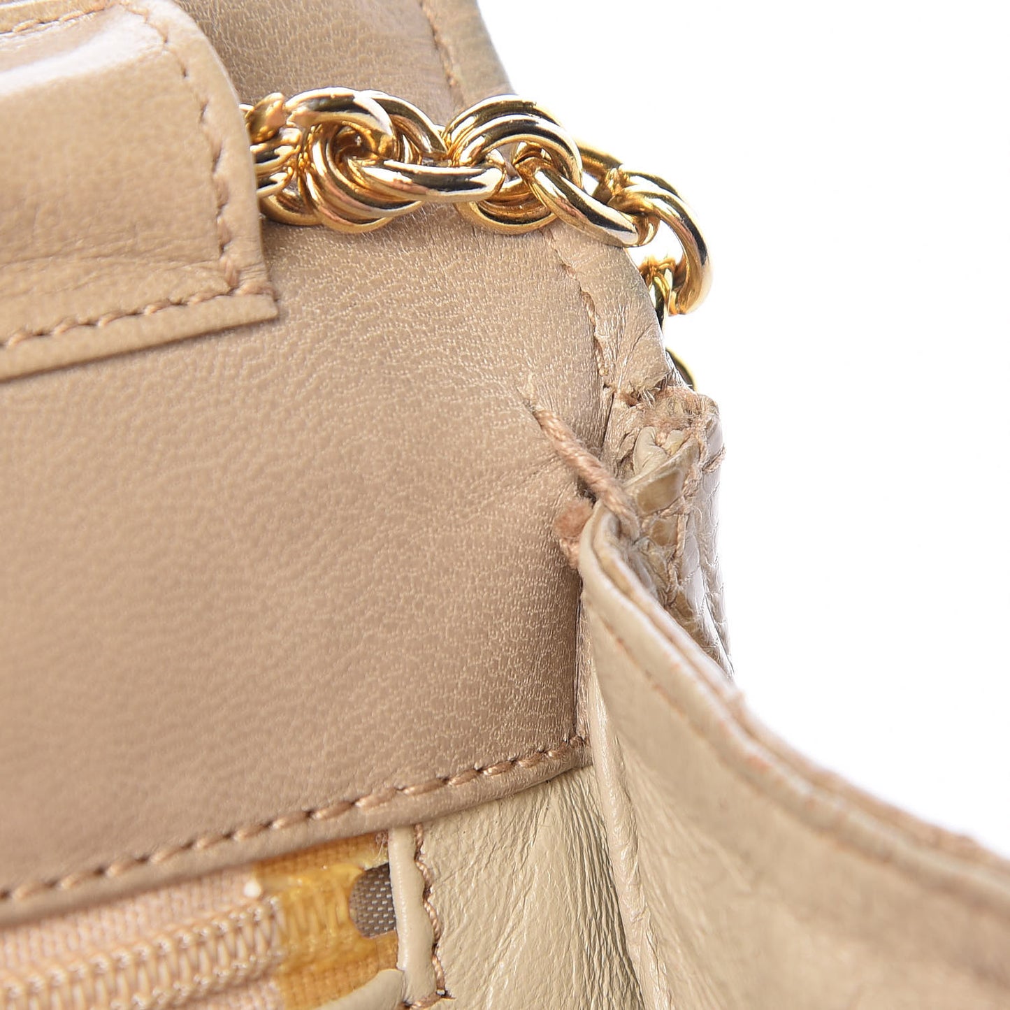 Lizard Small Square Flap Beige