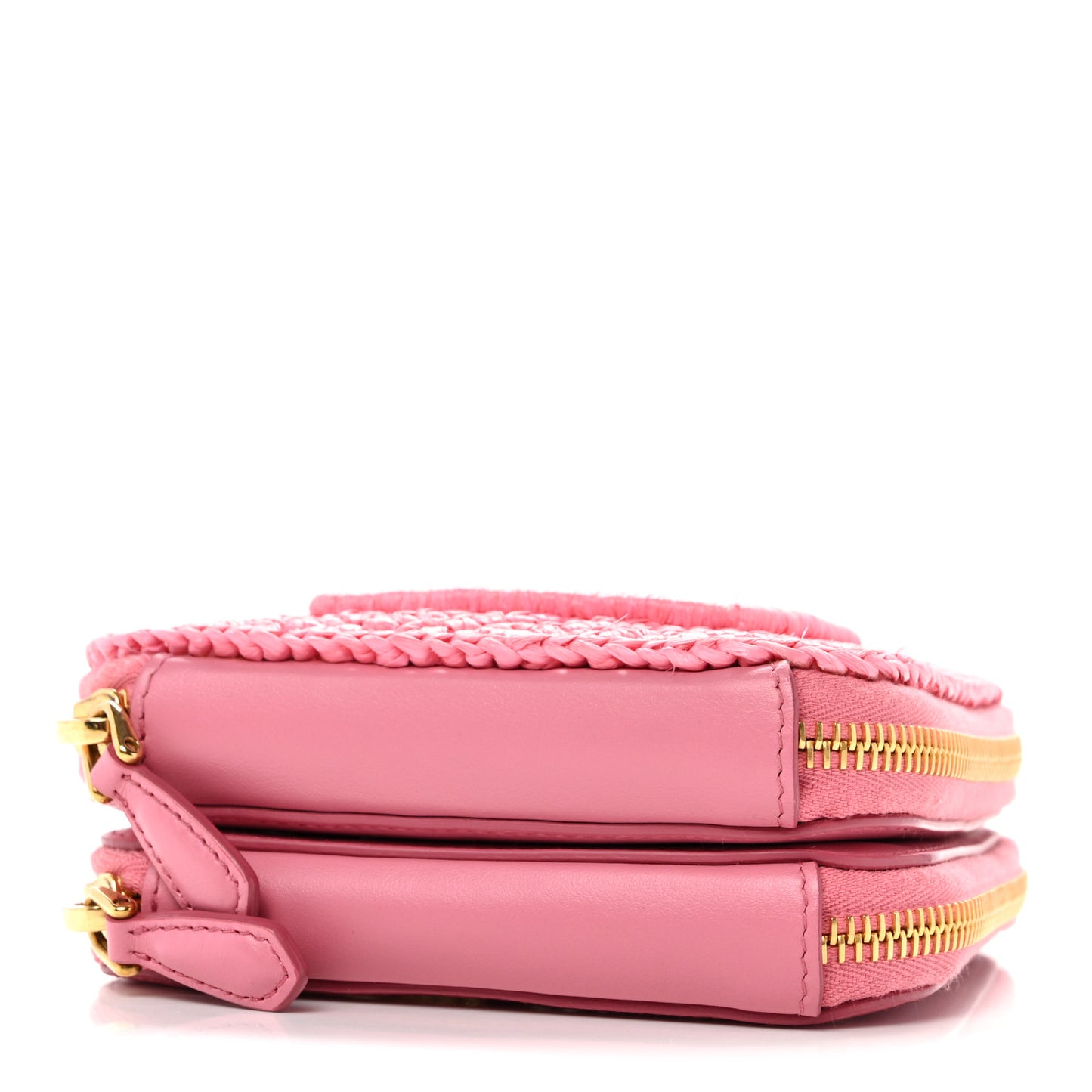 Raffia Calfskin Crochet Logo Embroidered Mini Triangle Pouch Petalo