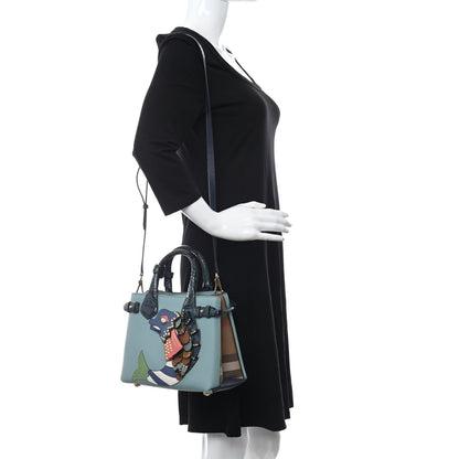 Burberry Derby Calfskin Watersnake Beasts Fish Small Banner Tote Pale Opal 2 of 9