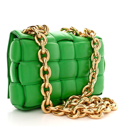 Bottega Veneta Lambskin Maxi Intreccio Padded Chain Cassette Crossbody Bag Grass 3 of 13