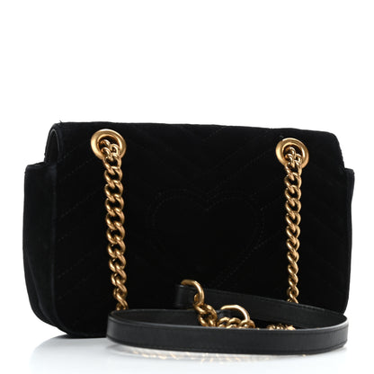 Gucci Velvet Matelasse Mini GG Marmont Shoulder Bag Black 2 of 4