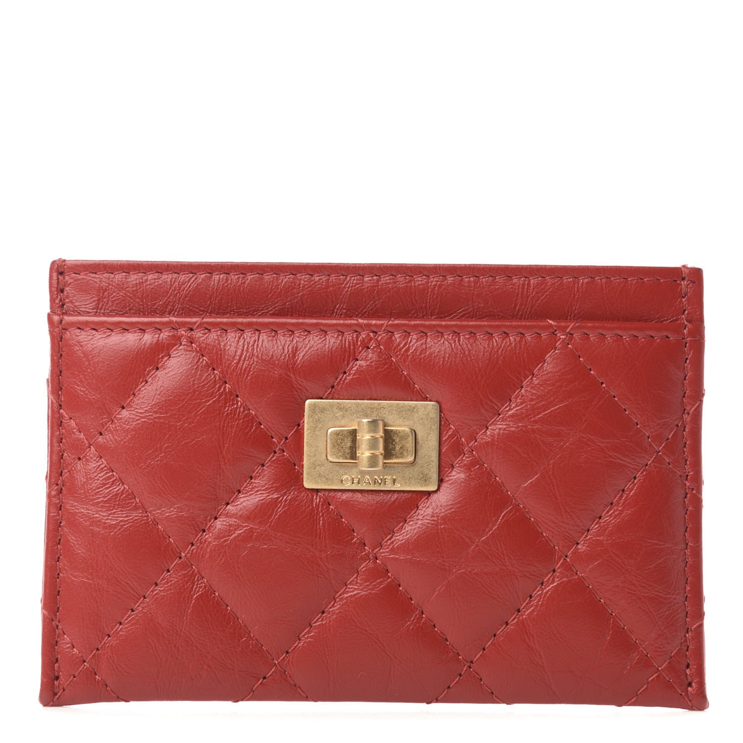 Chanel Aged Calfskin Quilted Reissue Card Holder Red 1 of 7