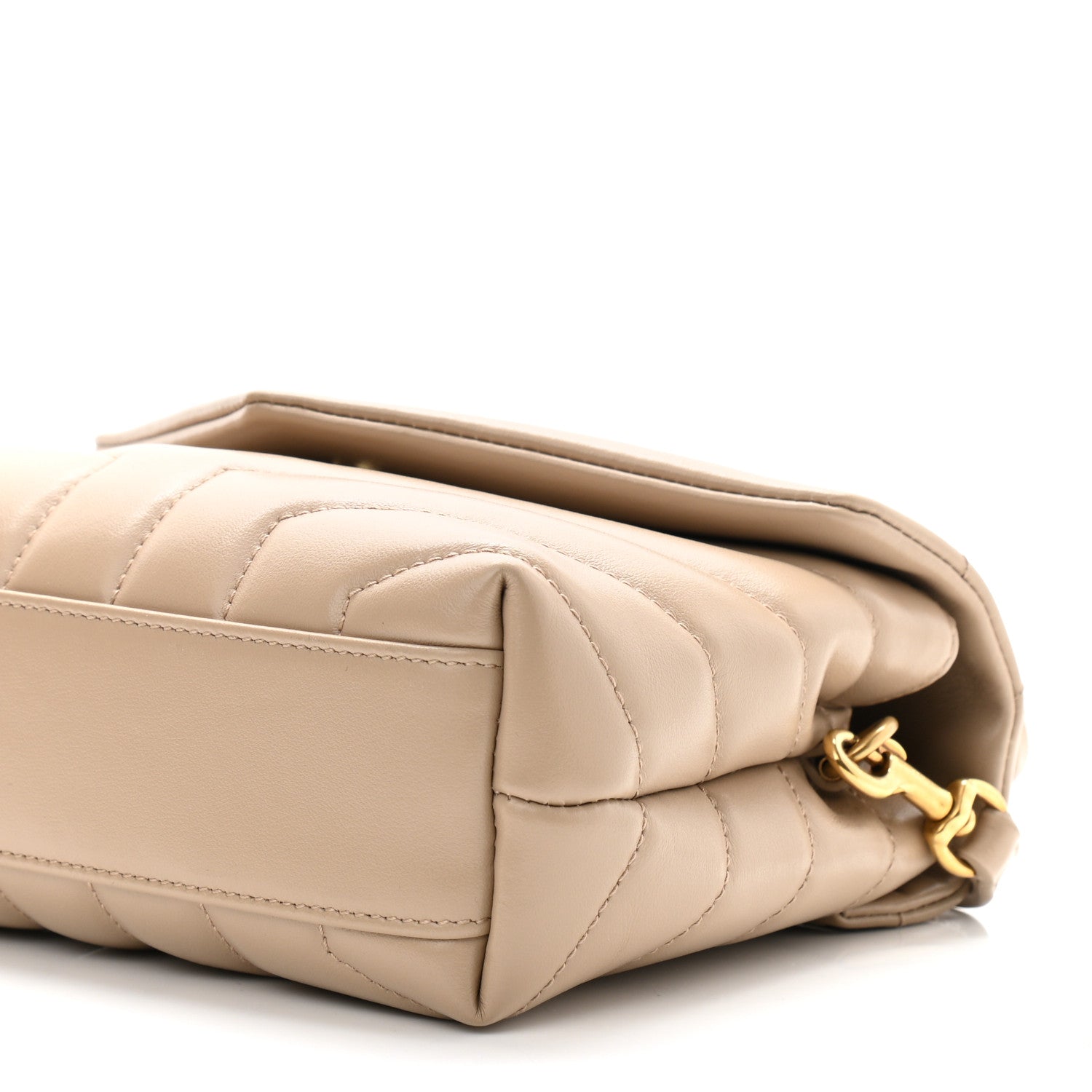Saint Laurent Calfskin Y Quilted Monogram Toy Loulou Crossbody Bag Latte 11 of 11