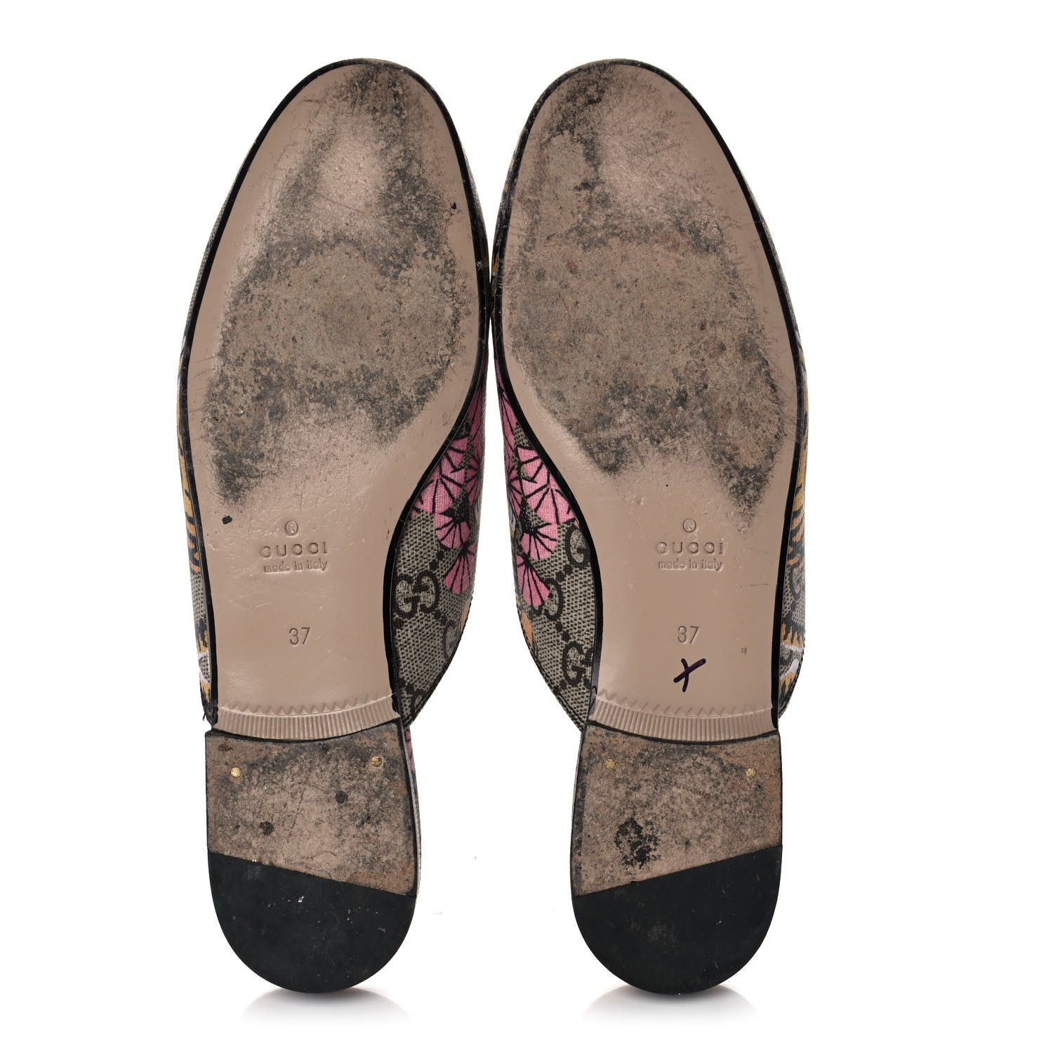 Gucci GG Supreme Monogram Bengal Womens Princetown Slippers 37 Beige Crop Pink 5 of 13