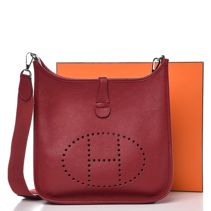Hermes Taurillon Clemence Evelyne III PM Rouge Grenat 9 of 9