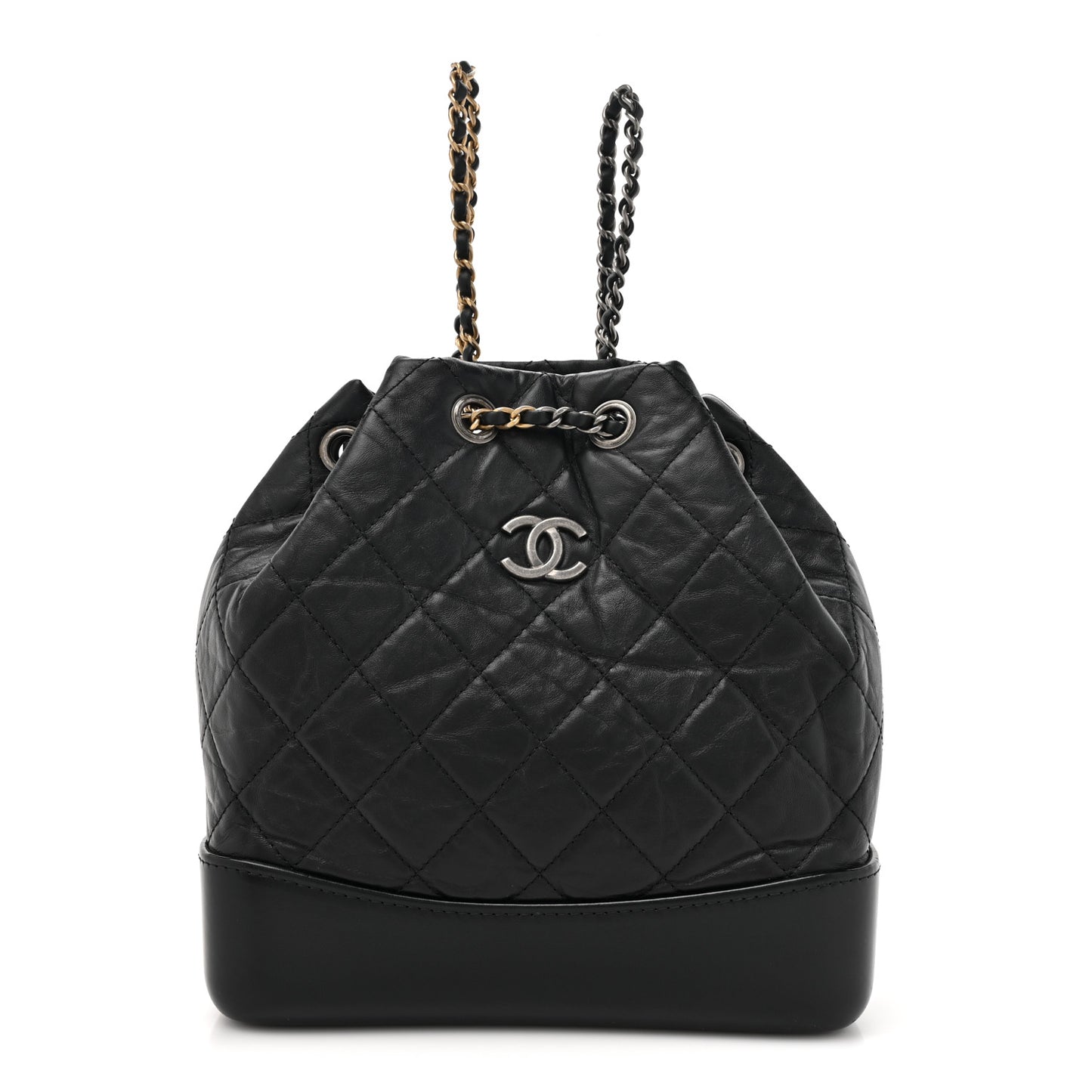Aged Calfskin Quilted Small Gabrielle Backpack Black