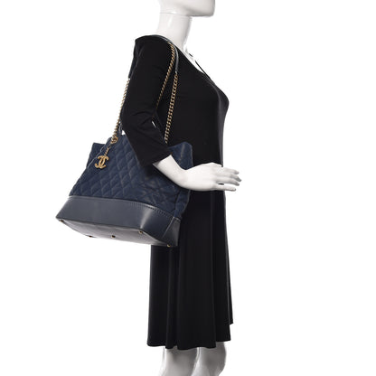 Chanel Iridescent Caviar Quilted Globe Trotter Shopping Tote Navy Blue 3 of 13