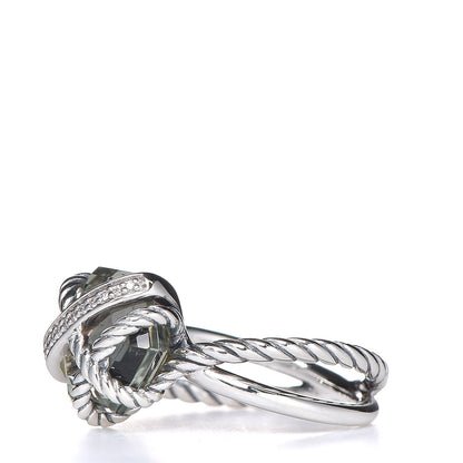 David Yurman Sterling Silver Diamond Prasiolite 10mm Cable Wrap Ring 50 5.5 3 of 5