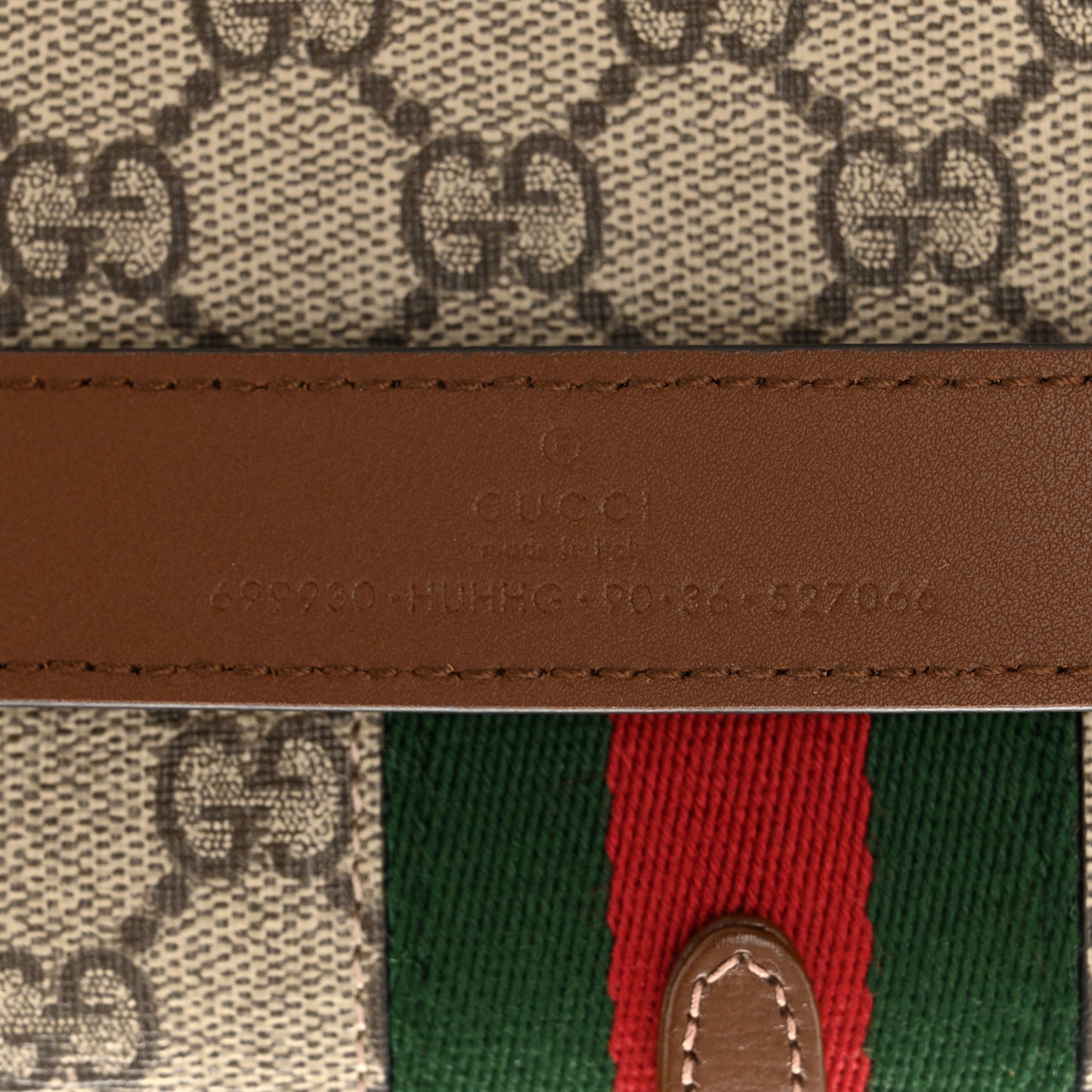 GG Supreme Monogram Azalea Calfskin Web Jackie 1961 Belt Bag 90 36 Beige Ebony Brown Sugar