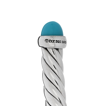 David Yurman Sterling Silver 14K Yellow Gold Turquoise 4mm Cable Flex Bracelet 4 of 5