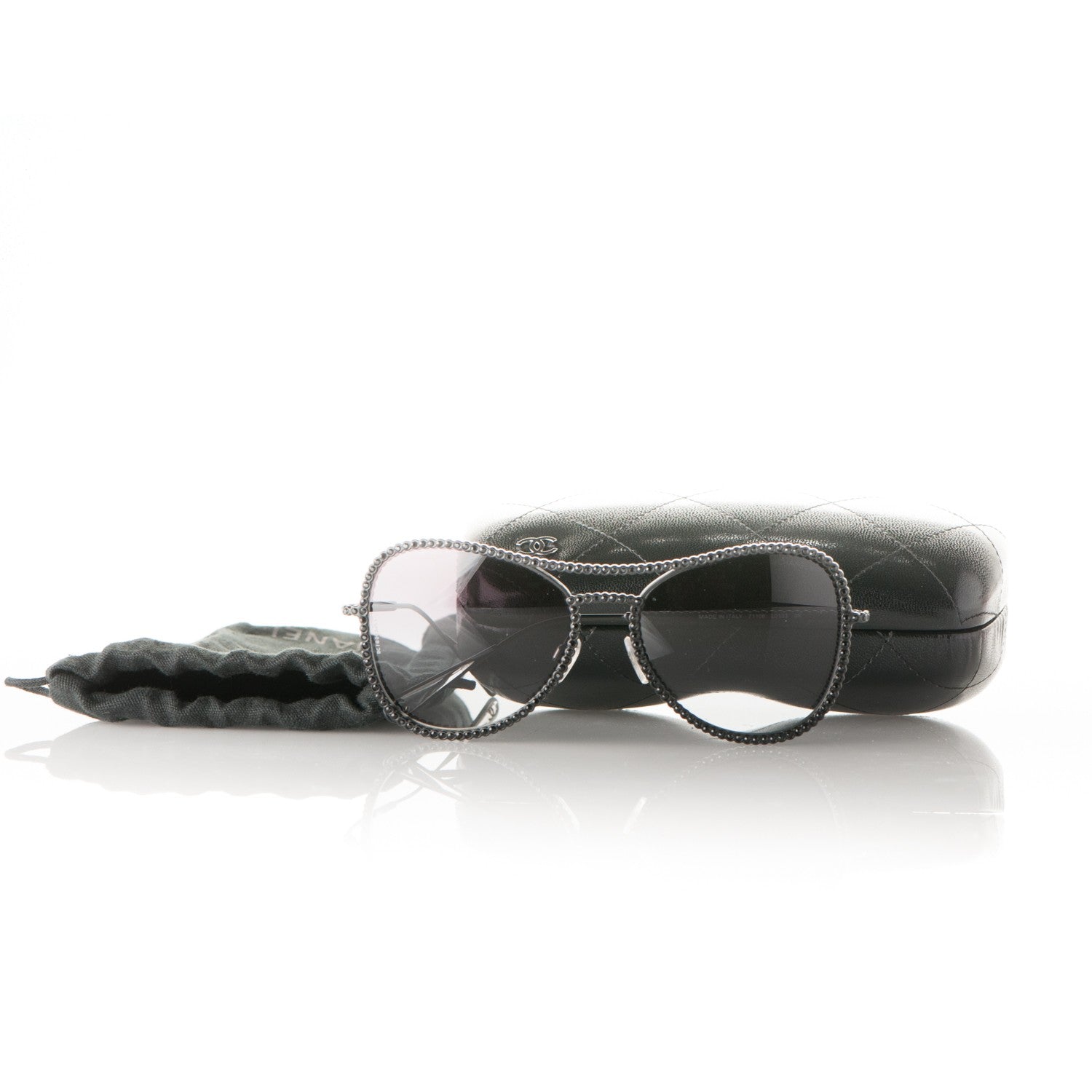 Chanel Crystal Aviator Sunglasses 71108 Black 10 of 10