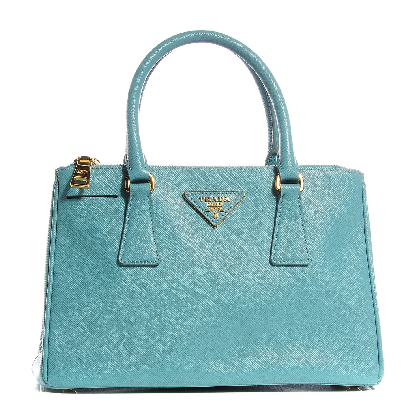 Saffiano Lux Small Double Zip Tote Turchese