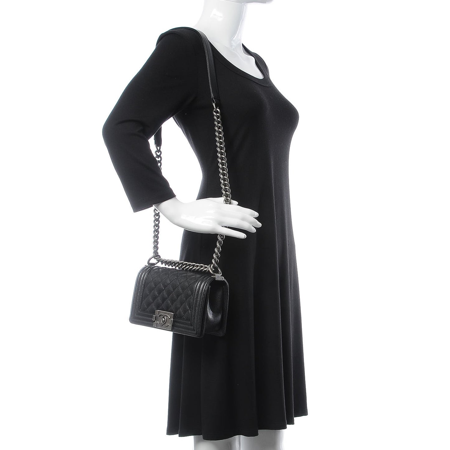 Caviar Quilted Small Boy Flap Black