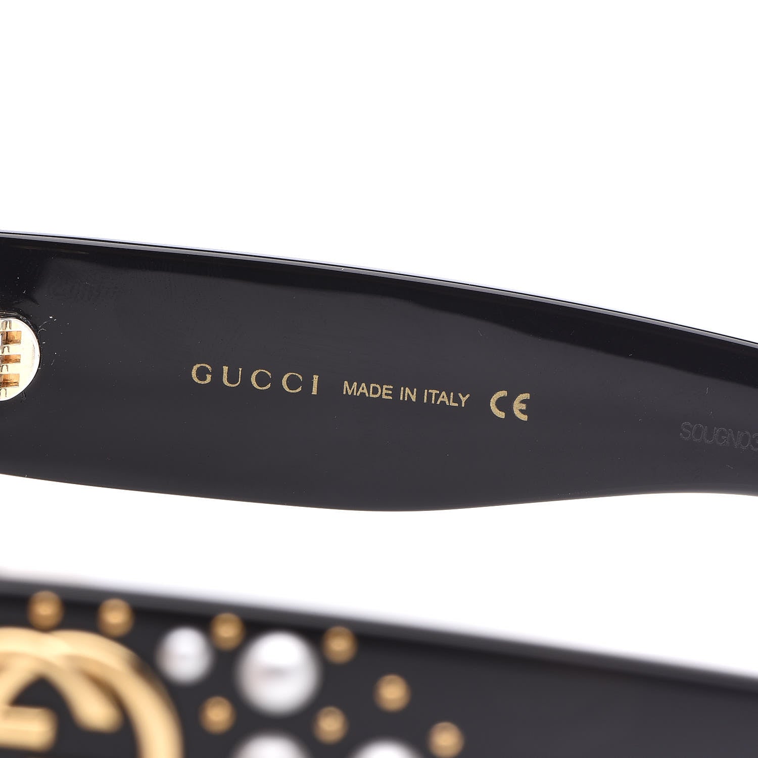 Gucci Acetate Pearl Rectangular Frame Sunglasses GG0234S Black 7 of 7
