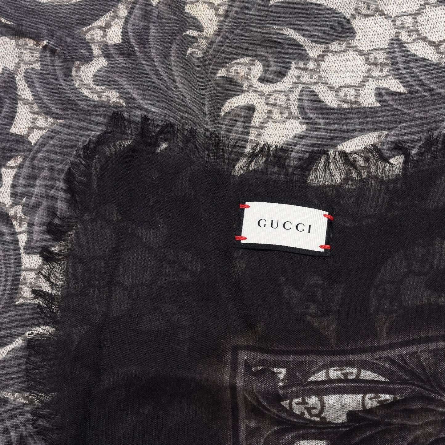 Modal Silk Monogram Arabesque Shawl Black