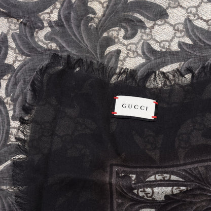 Gucci Modal Silk Monogram Arabesque Shawl Black 3 of 4