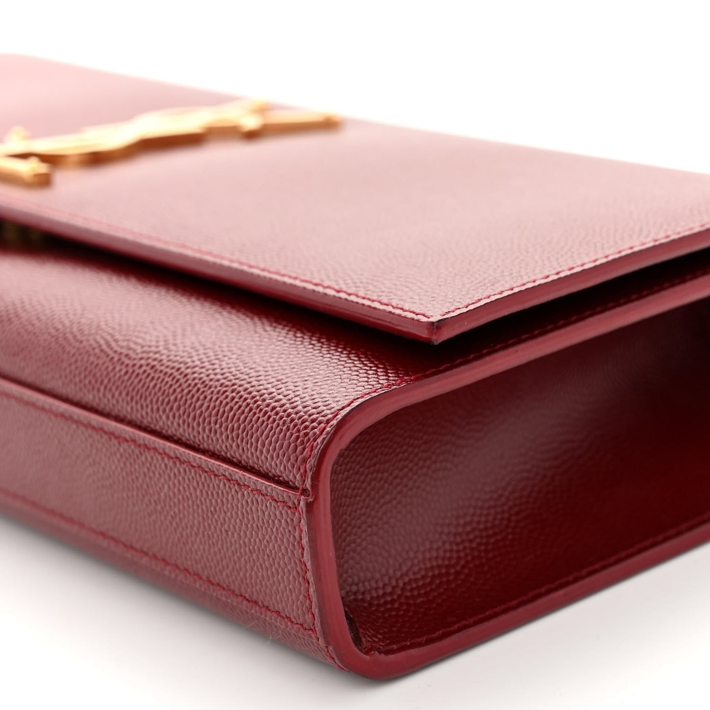 SAINT LAURENT Grain De Poudre Classic Monogram Cassandre Clutch Dark Red