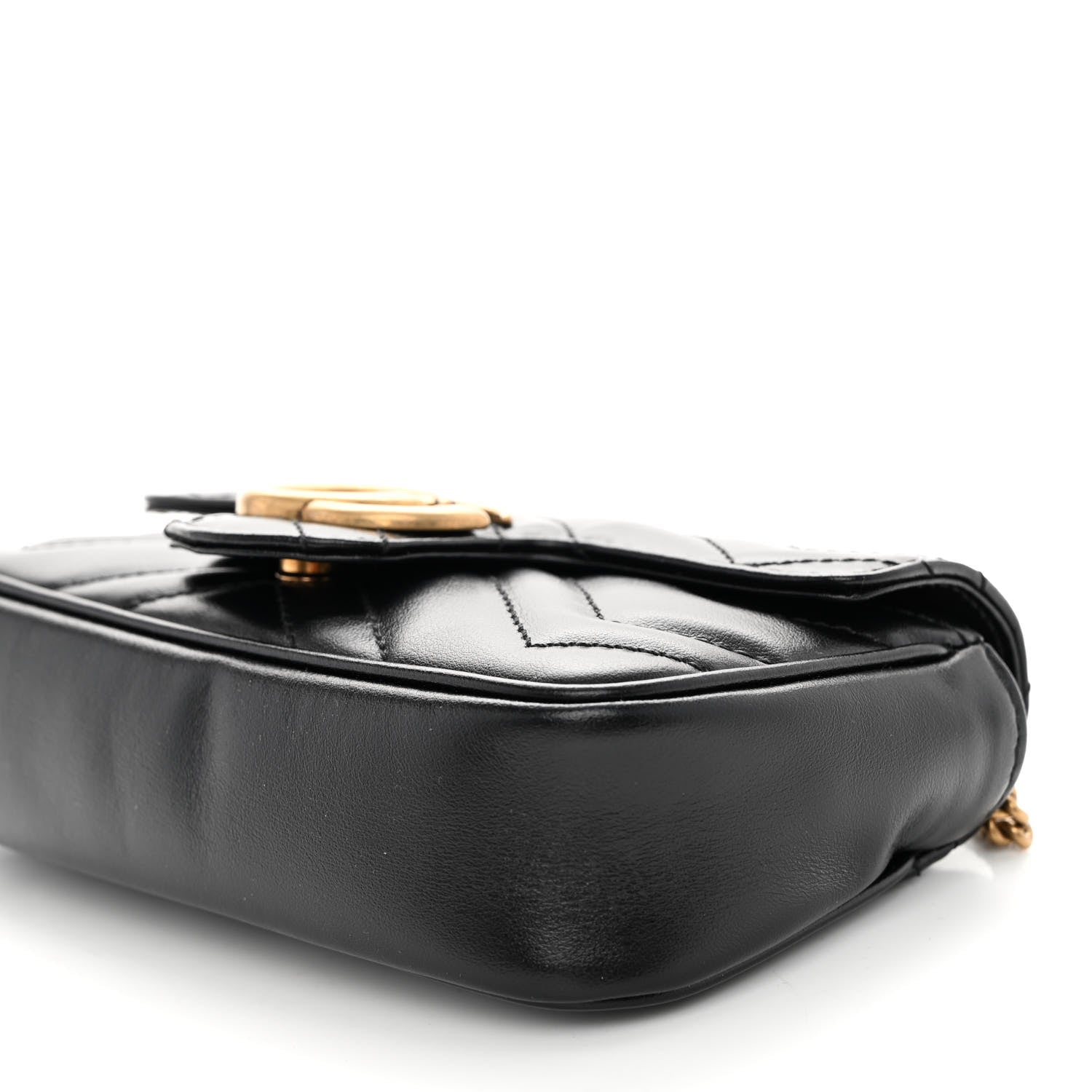 Gucci Calfskin Matelasse Super Mini GG Marmont Shoulder Bag Black 10 of 10