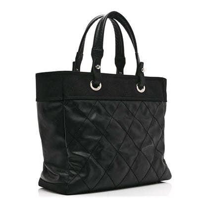 Chanel Coated Canvas Quilted Large Paris Biarritz Tote Black 3 of 10