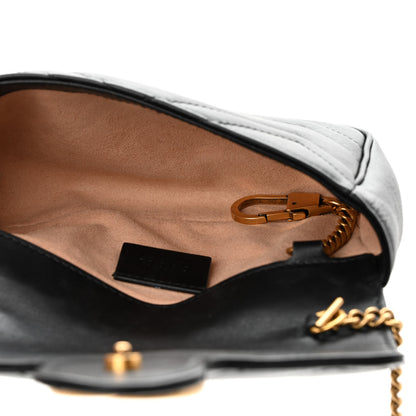 Gucci Calfskin Matelasse Super Mini GG Marmont Shoulder Bag Black 5 of 10