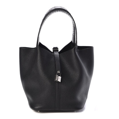 Hermes Taurillon Clemence Matte Alligator Picotin Lock Touch 22 MM Black 1 of 10