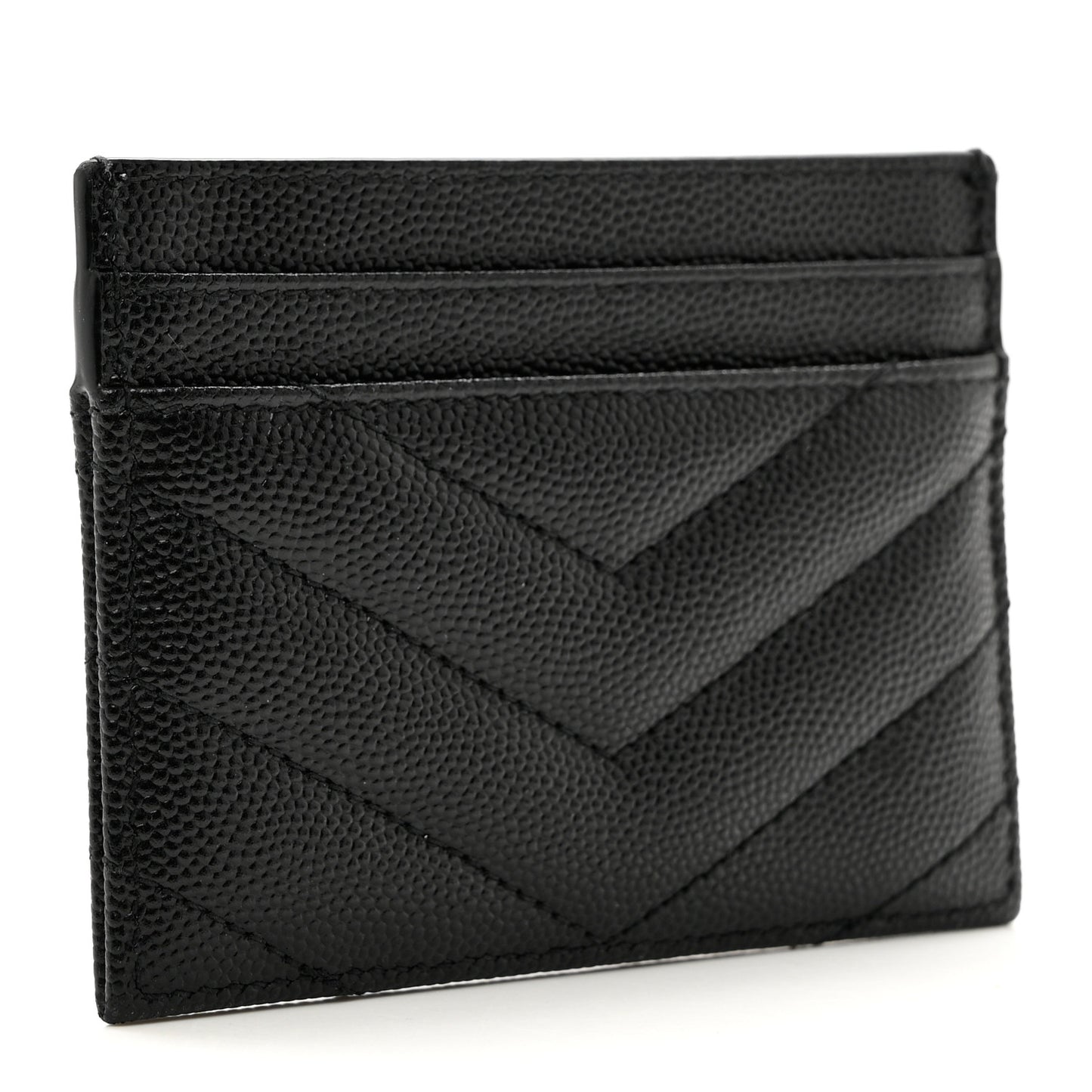 Grain De Poudre Matelasse Chevron Monogram Credit Card Case Black