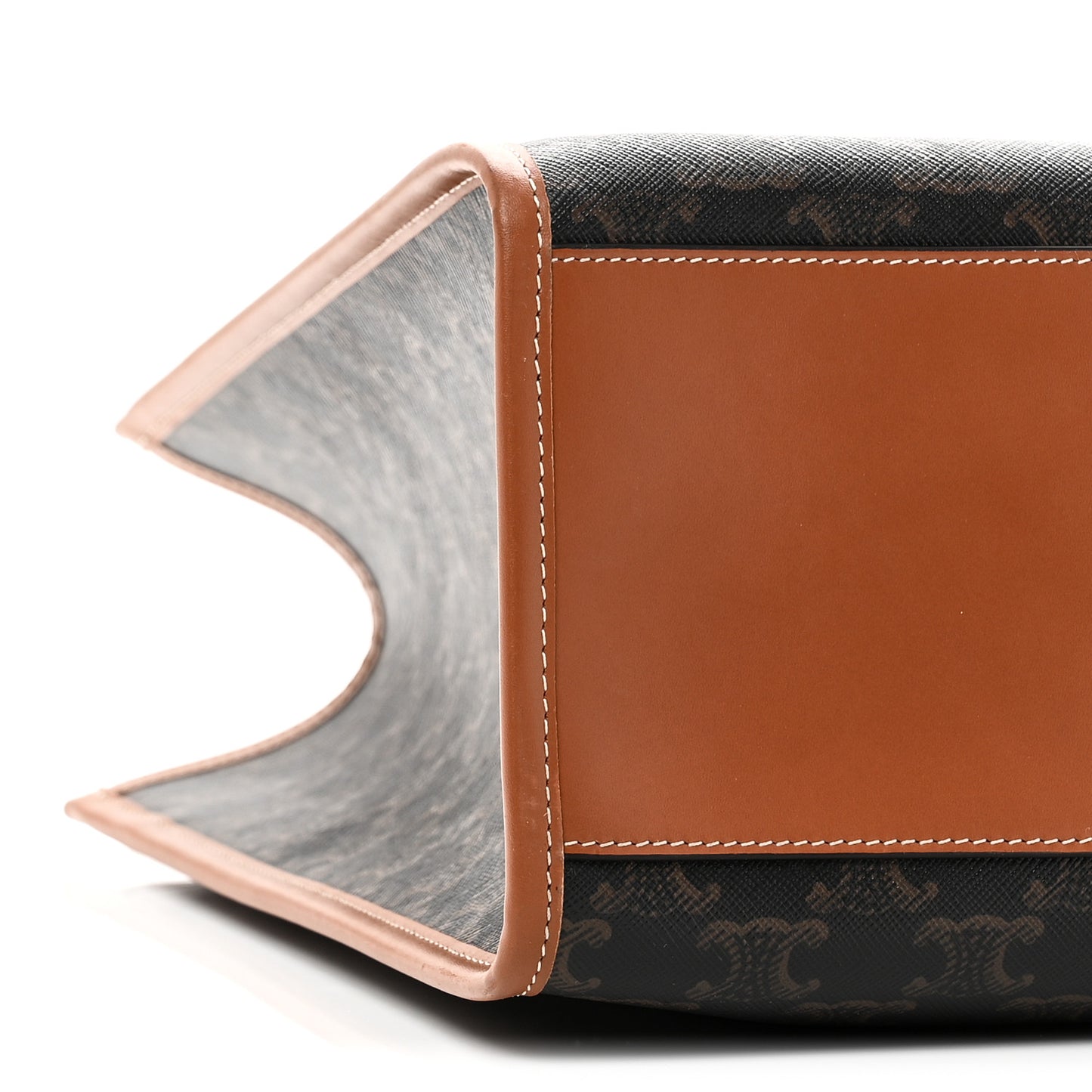 Triomphe Canvas Calfskin Horizontal Cabas Tan