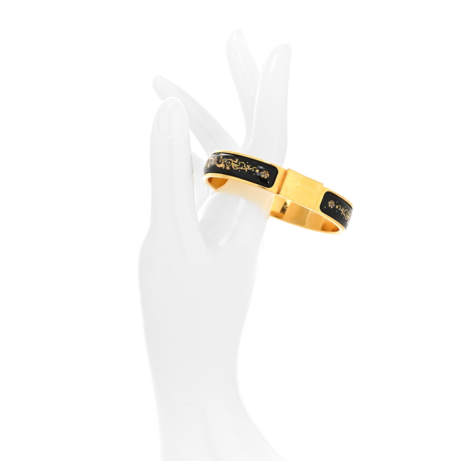 Hermes Enamel Printed Narrow Loquet Bracelet Black 2 of 5