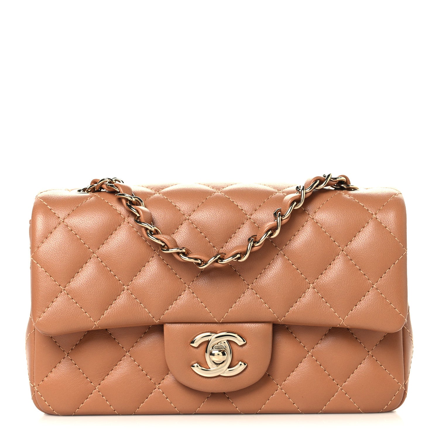Chanel Lambskin Quilted Mini Rectangular Flap Brown 1 of 11