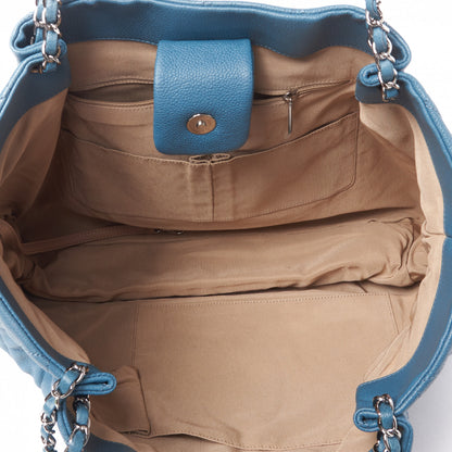 Chanel Caviar Quilted Expandable Zip Shoulder Bag Blue 7 of 10