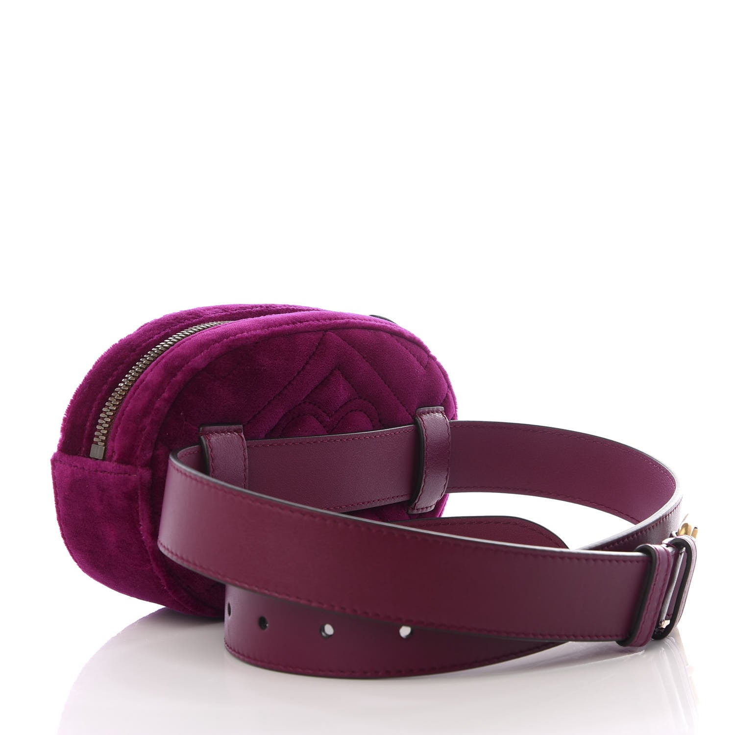 Gucci Velvet Matelasse GG Marmont Belt Bag 85 34 Fuchsia Violet Cyclamen 2 of 8