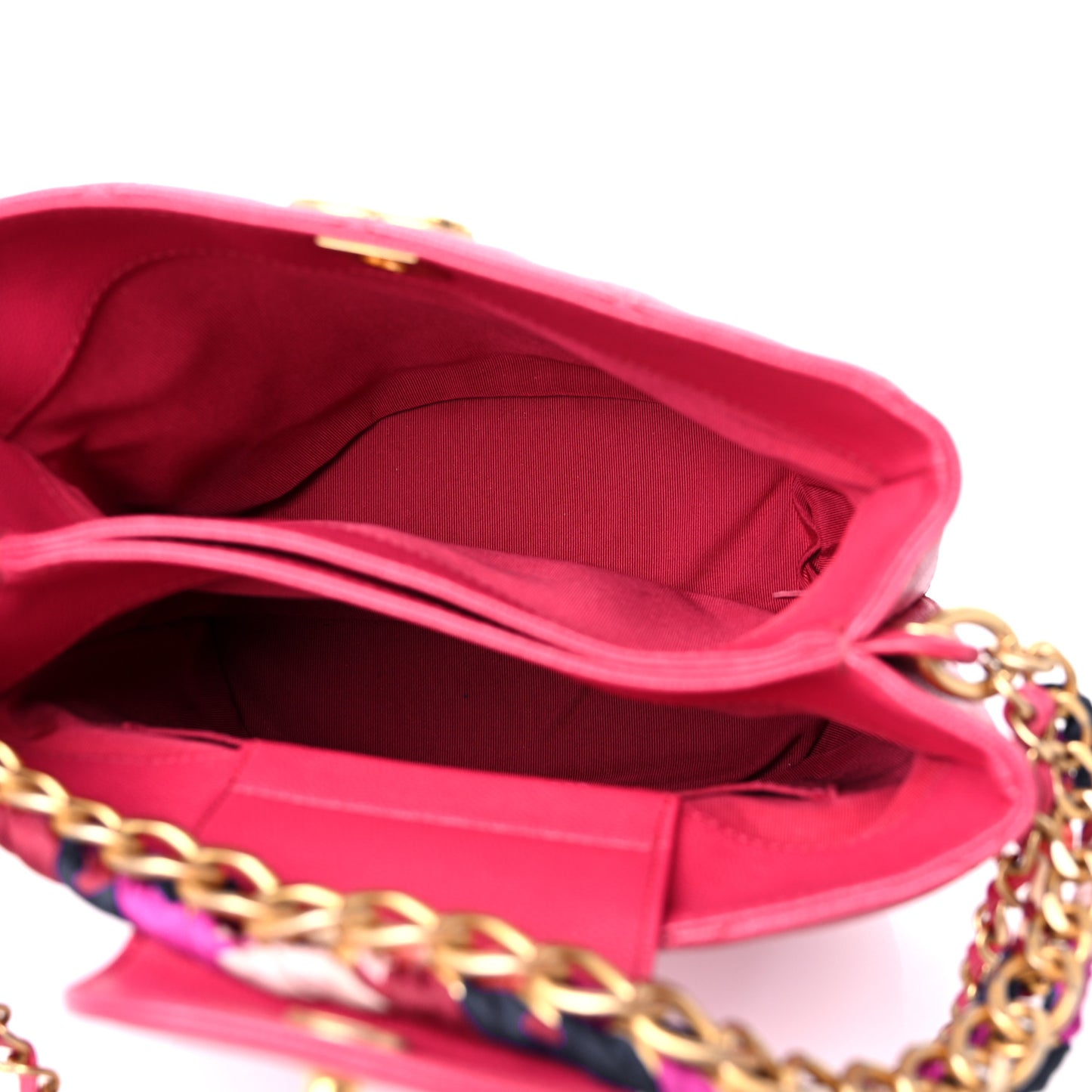 Caviar Quilted Chain Scarf Handle Bucket Bag Pink