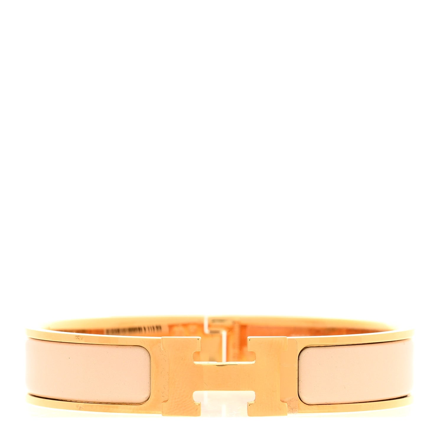 Hermes Enamel Narrow Clic Clac H Bracelet PM Beige Nacre 1 of 4