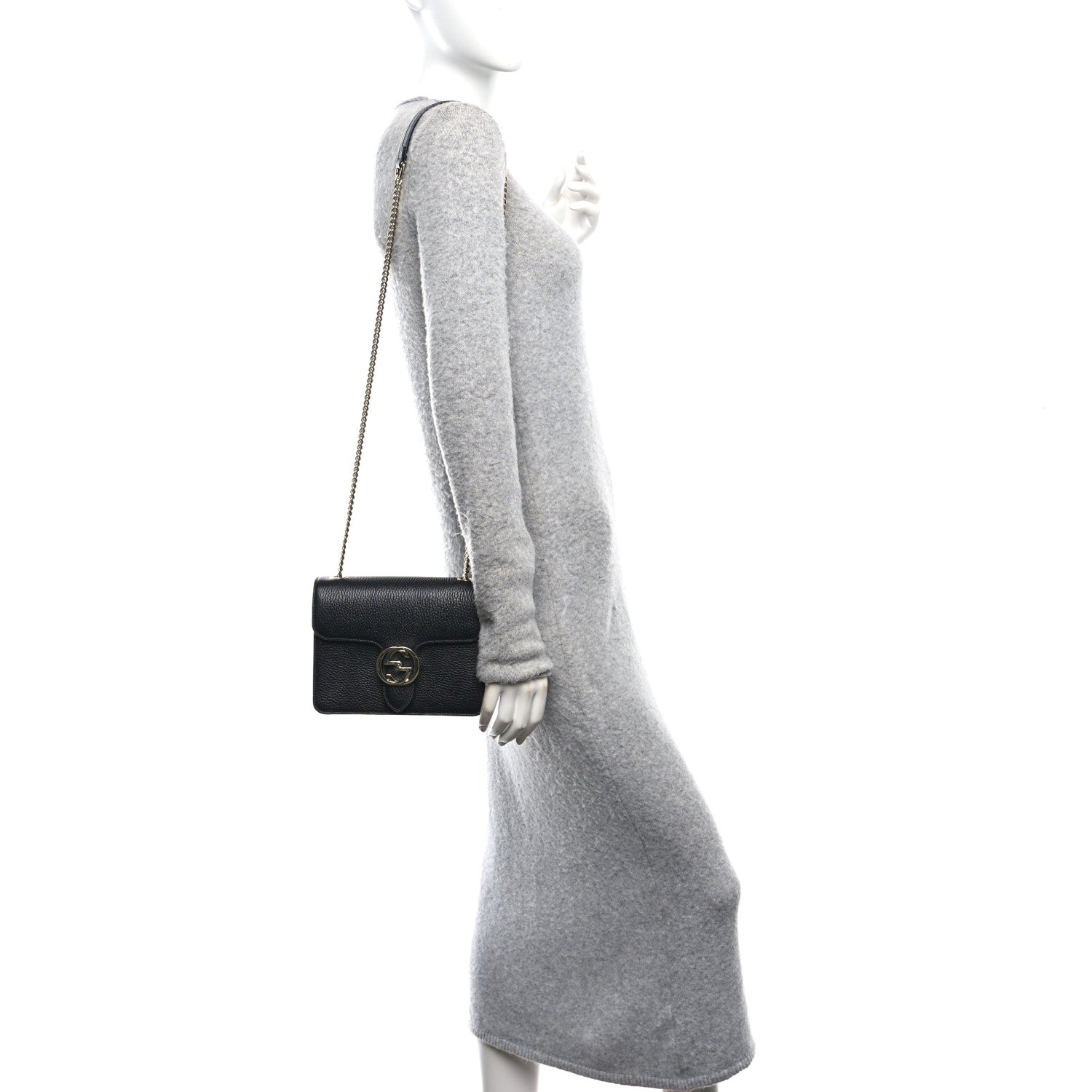 Gucci Dollar Calfskin Small Interlocking G Shoulder Bag Black 2 of 11