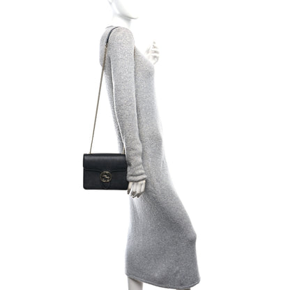 Gucci Dollar Calfskin Small Interlocking G Shoulder Bag Black 2 of 11