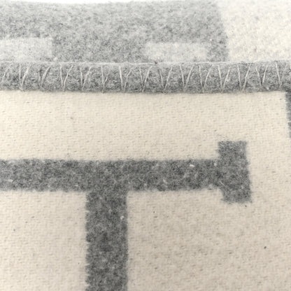 Hermes Wool Cashmere New Classic Avalon Blanket Ecru Gris 4 of 6