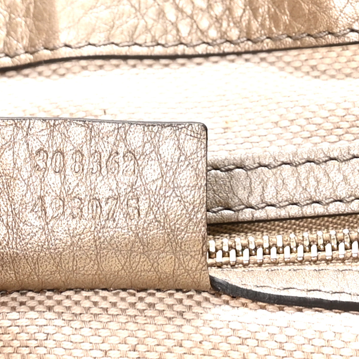 Metallic Cellarius Calfskin Small Soho Top Handle Satchel Golden Beige