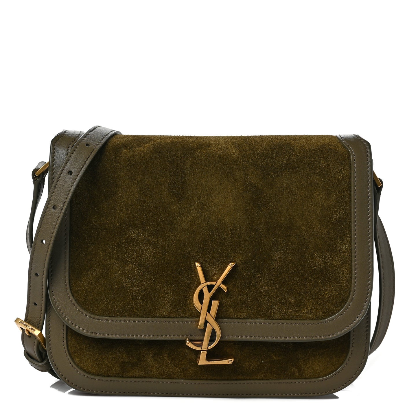 Suede Smooth Calfskin Monogram Medium Solferino Soft Satchel Sesame Seaweed