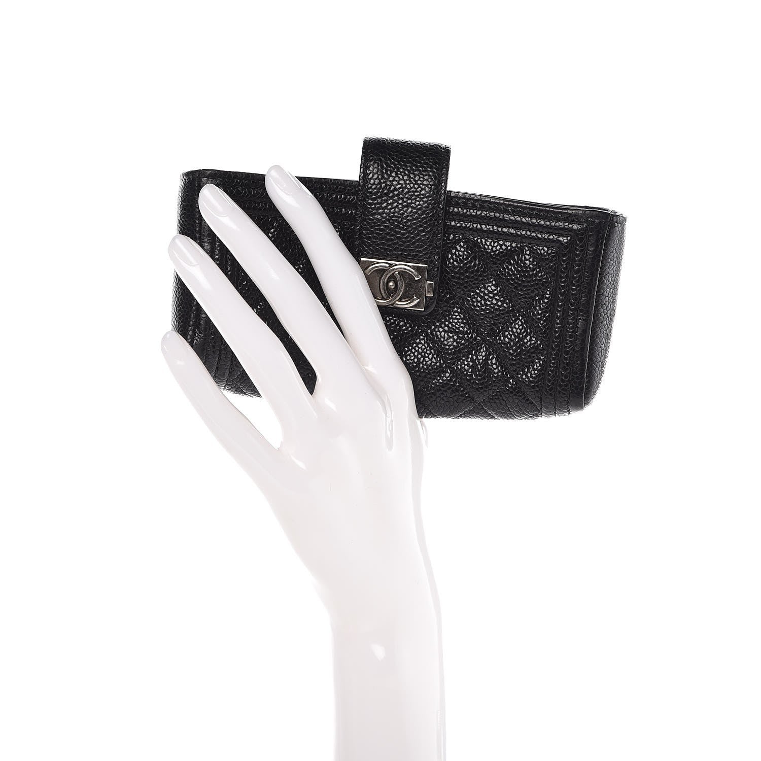 Chanel Caviar Quilted Mini Boy Phone Holder Clutch Black 2 of 8