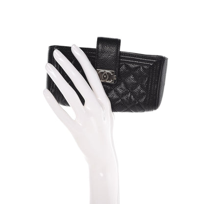 Chanel Caviar Quilted Mini Boy Phone Holder Clutch Black 2 of 8