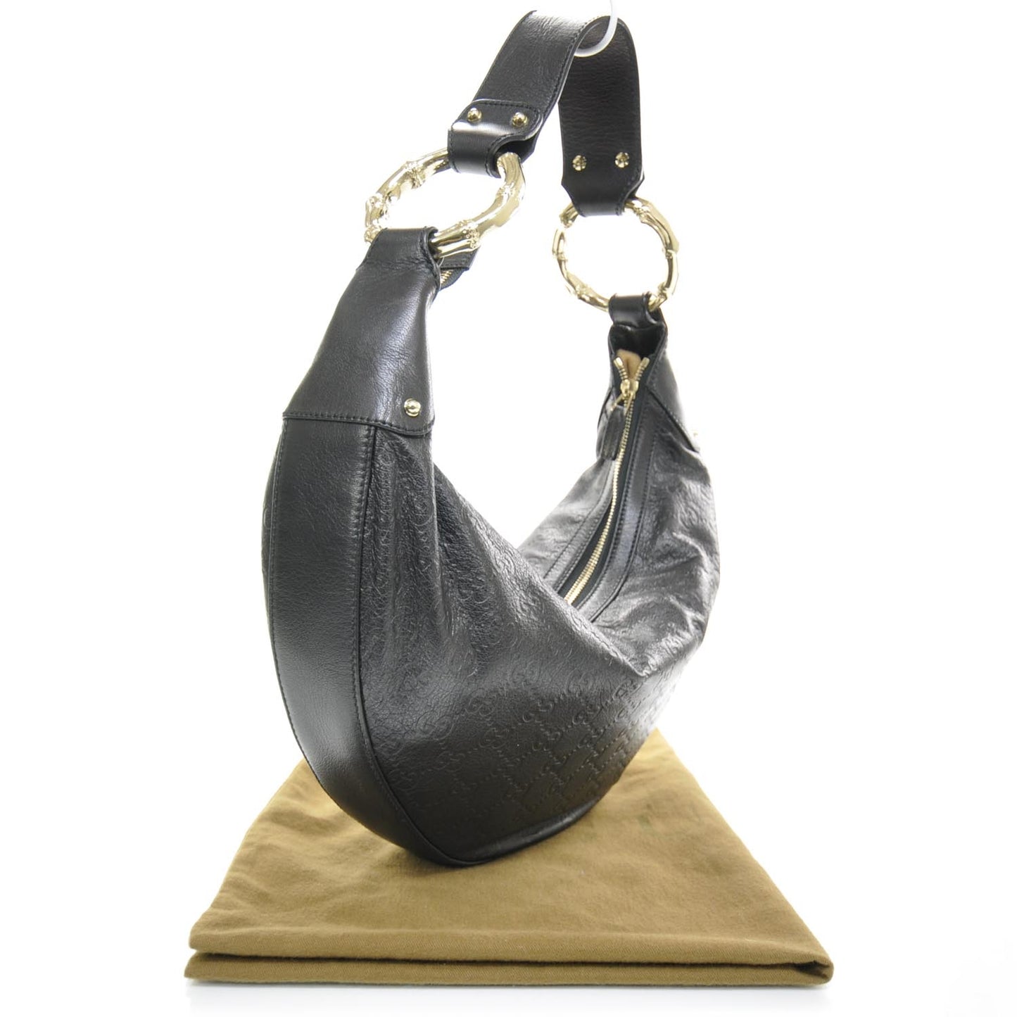 Guccissima Half Moon Bamboo Ring Hobo