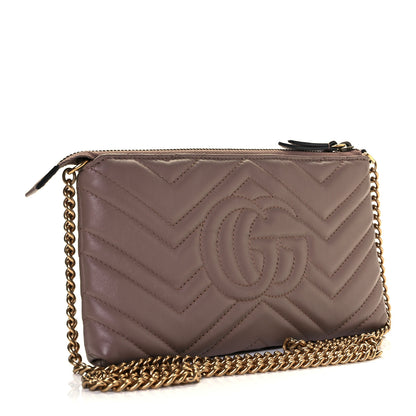 Gucci Calfskin Matelasse Mini GG Marmont Chain Bag Porcelain Rose 2 of 7