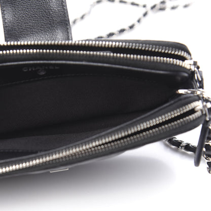 Chanel Grained Calfskin Quilted CC Box Clutch With Chain Black 6 of 14