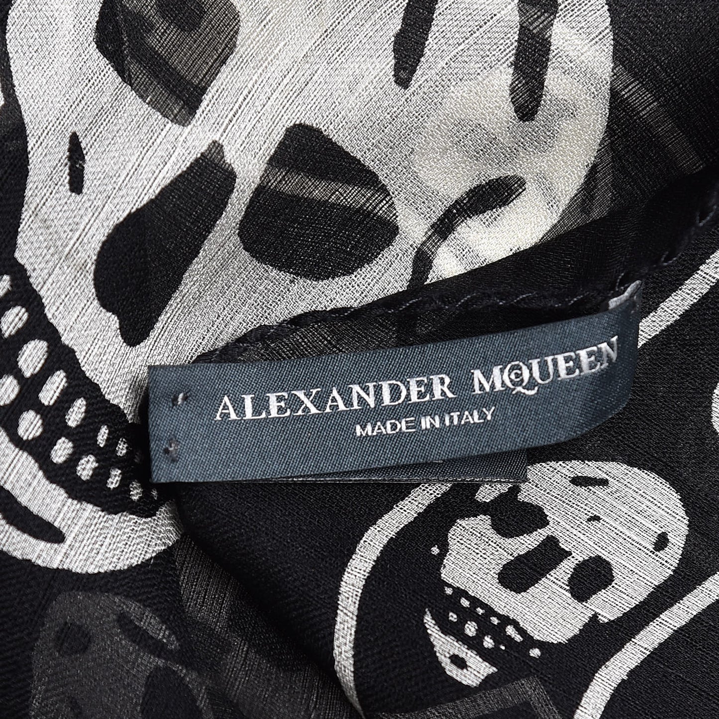 Silk Chiffon Skull Scarf Black Ivory