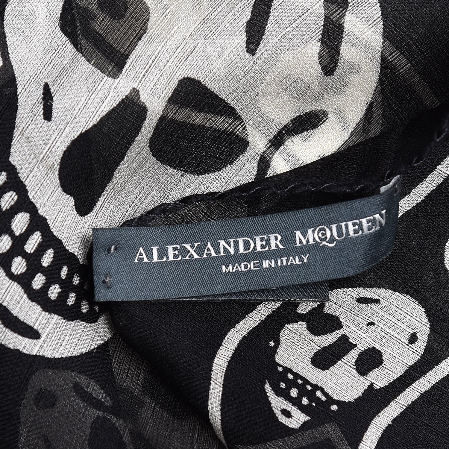 Alexander McQueen Silk Chiffon Skull Scarf Black Ivory 4 of 4