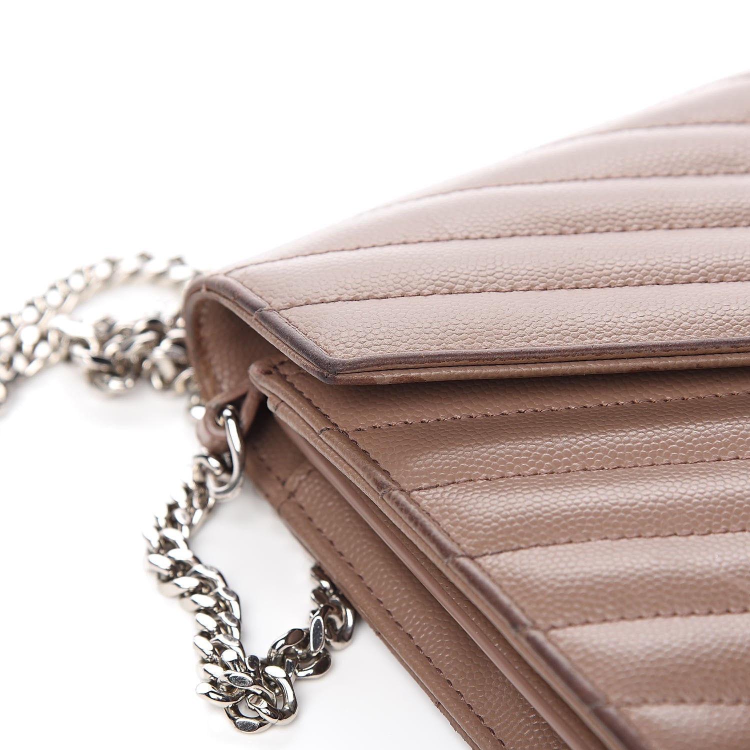 Saint Laurent Grain De Poudre Matelasse Chevron Monogram Chain Wallet Fard 9 of 13