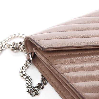 Saint Laurent Grain De Poudre Matelasse Chevron Monogram Chain Wallet Fard 9 of 13